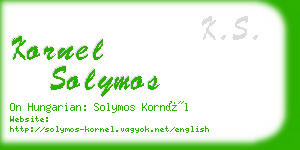 kornel solymos business card
